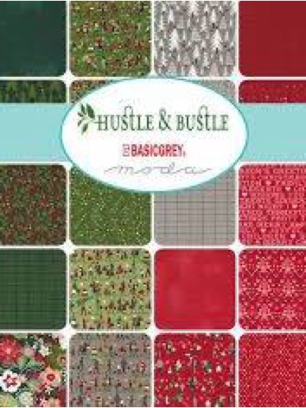 Hustle and Bustle by Moda Christmas 5” Charm Pack. 42 Pieces Cotton Fabric New